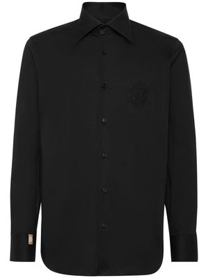 Billionaire logo-embroidered stretch-cotton shirt - Black