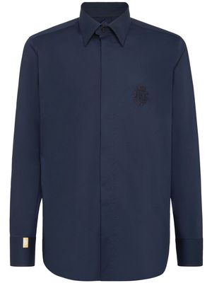 Billionaire logo-embroidered stretch-cotton shirt - Blue