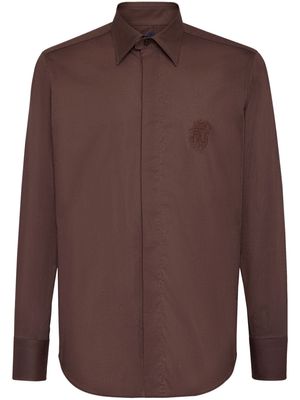 Billionaire logo-embroidered stretch-cotton shirt - Brown