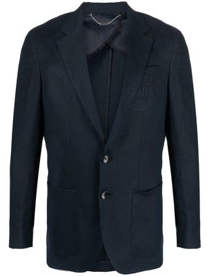 Billionaire logo-embroidery linen blazer - Blue