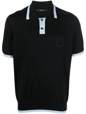 Billionaire logo-embroidery silk polo shirt - Black