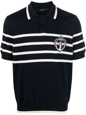 Billionaire logo-embroidery striped polo shirt - Blue