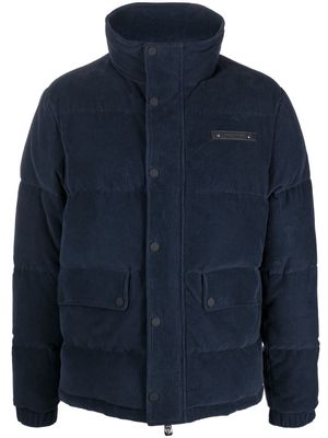 Billionaire logo-patch corduroy padded jacket - Blue