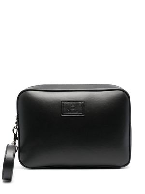 Billionaire logo-patch leather wash bag - Black
