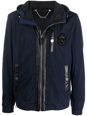 Billionaire logo-patch windbreaker jacket - Blue