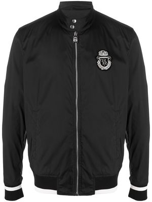 Billionaire logo-patch zip-up bomber jacket - Black