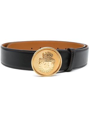 Billionaire logo-plaque leather belt - Black