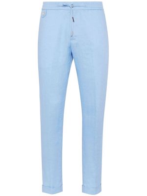 Billionaire logo-plaque linen track pants - Blue