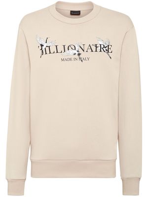 Billionaire logo-print cotton sweatshirt - Neutrals