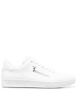 BILLIONAIRE logo-print leather sneakers - White