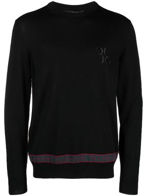 Billionaire LS logo-embroidered wool-silk jumper - Black