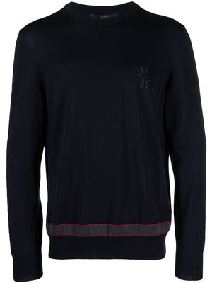 Billionaire LS logo-embroidered wool-silk jumper - Blue