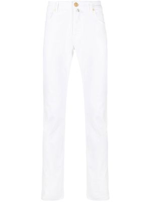 Billionaire mid-rise logo-embroidered straight-leg jeans - White