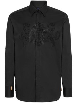 Billionaire monogram-embroidered cotton shirt - Black