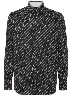 Billionaire monogram-pattern cotton shirt - Black