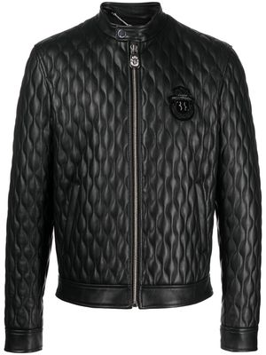 Billionaire quilted leather jacket - Black