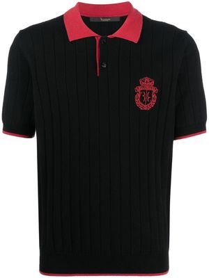 Billionaire ribbed-knit logo polo shirt - Black
