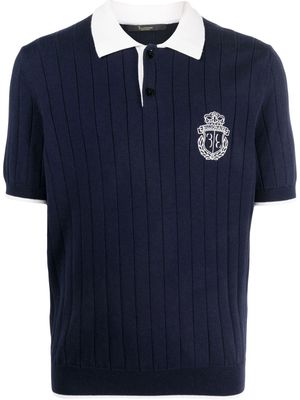 Billionaire ribbed-knit logo polo shirt - Blue