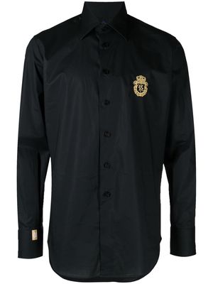 Billionaire Silver Cut logo-crest shirt - Black