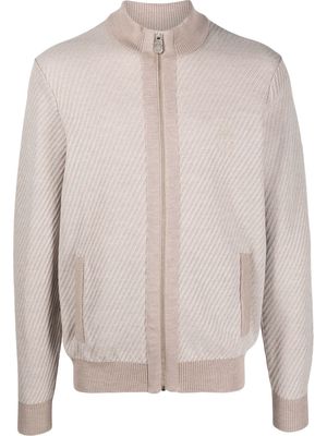 Billionaire zipped-up knit bomber jacket - Neutrals