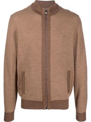 Billionaire zipped-up knit cardigan - Brown