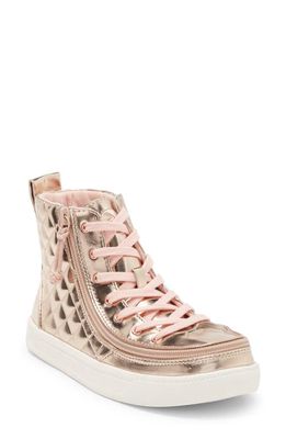 BILLY Footwear Diamond Quilt High Top Sneaker in Pink/Rose Gold