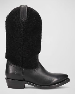 Billy Leather Shearling Cowboy Boots