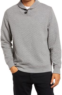 Billy Reid Diamond Quilt Shawl Collar Sweatshirt in Medium Grey