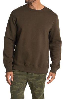Billy Reid Dover Crewneck Sweatshirt with Leather Elbow Patches in Olive