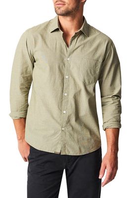 Billy Reid John Basket Weave Pattern Button-Up Shirt in Olive