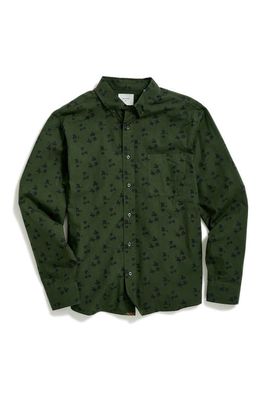 Billy Reid Kudzu Tuscumbia Leaf Print Button-Down Shirt in Evergreen/Pine Green