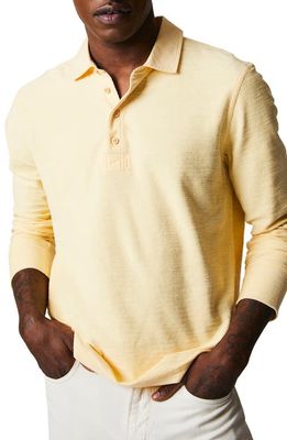 Billy Reid Long Sleeve Terry Cloth Rugby Polo in Pale Yellow