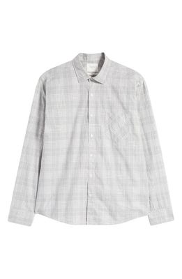 Billy Reid Mélange Plaid Cotton Button-Up Shirt in Grey