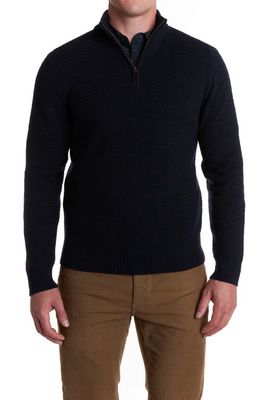 Billy Reid Merino Wool Half Zip Sweater in Navy