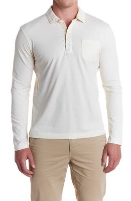 Billy Reid Pensacola Long Sleeve Organic Cotton Pocket Polo in Tinted White