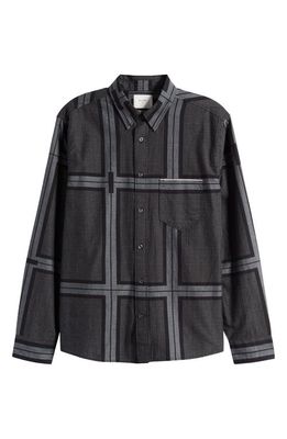 Billy Reid Plaid Pocket Shirt in Black/Dark Brown