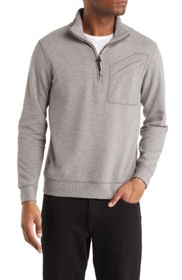 Billy Reid Quilted Half Zip Pullover in Medium Grey