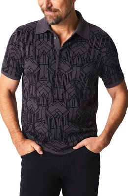 Billy Reid Stained Glass Cotton Sweater Polo in Asphalt