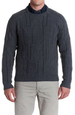 Billy Reid Stitched Cable Crewneck Sweater in Charcoal