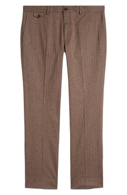 Billy Reid Stretch Cotton Dress Pants in Brown Herringbone