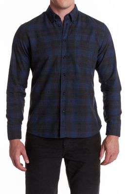 Billy Reid Tuscumbia Plaid Cotton & Linen Button-Down Shirt in Black/Navy