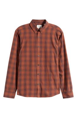 Billy Reid Tuscumbia Shadow Plaid Regular Fit Cotton Button-Up Shirt in Black/Rust