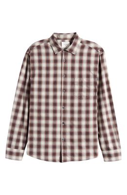 Billy Reid Tuscumbia Shadow Plaid Regular Fit Cotton Button-Up Shirt in Natural/Brown Multi