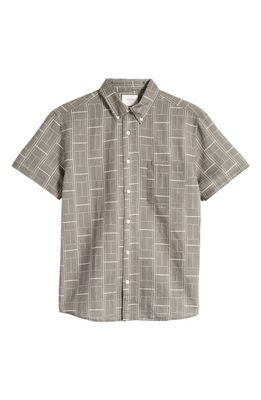 Billy Reid Tuscumbia Short Sleeve Button-Down Shirt in Slate/White