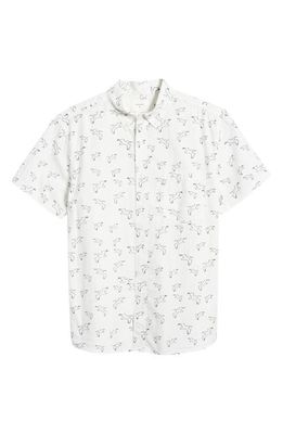 Billy Reid Tuscumbia Short Sleeve Button-Down Shirt in White/Black