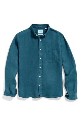 Billy Reid Tuscumbia Standard Fit Linen Button-Down Shirt in Coastal Blue