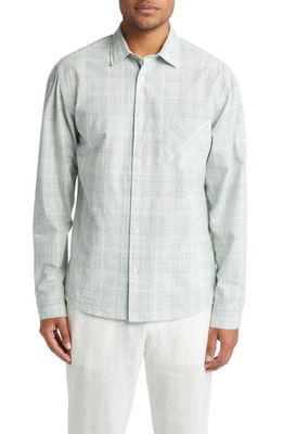 Billy Reid Tuscumbia Standard Fit Plaid Cotton Button-Up Shirt in Isle Blue/Tinted White