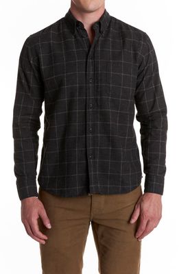 Billy Reid Tuscumbia Standard Fit Windowpane Cotton & Linen Button-Down Shirt in Brown/Tan