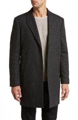 Billy Reid Wool Blend Herringbone Tweed Coat in Charcoal
