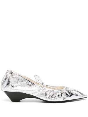 Bimba y Lola 40mm metallic pointed-toe leather pumps - Silver